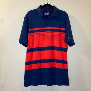 Under Armour Heat Gear Striped Polo Navy/Red XL